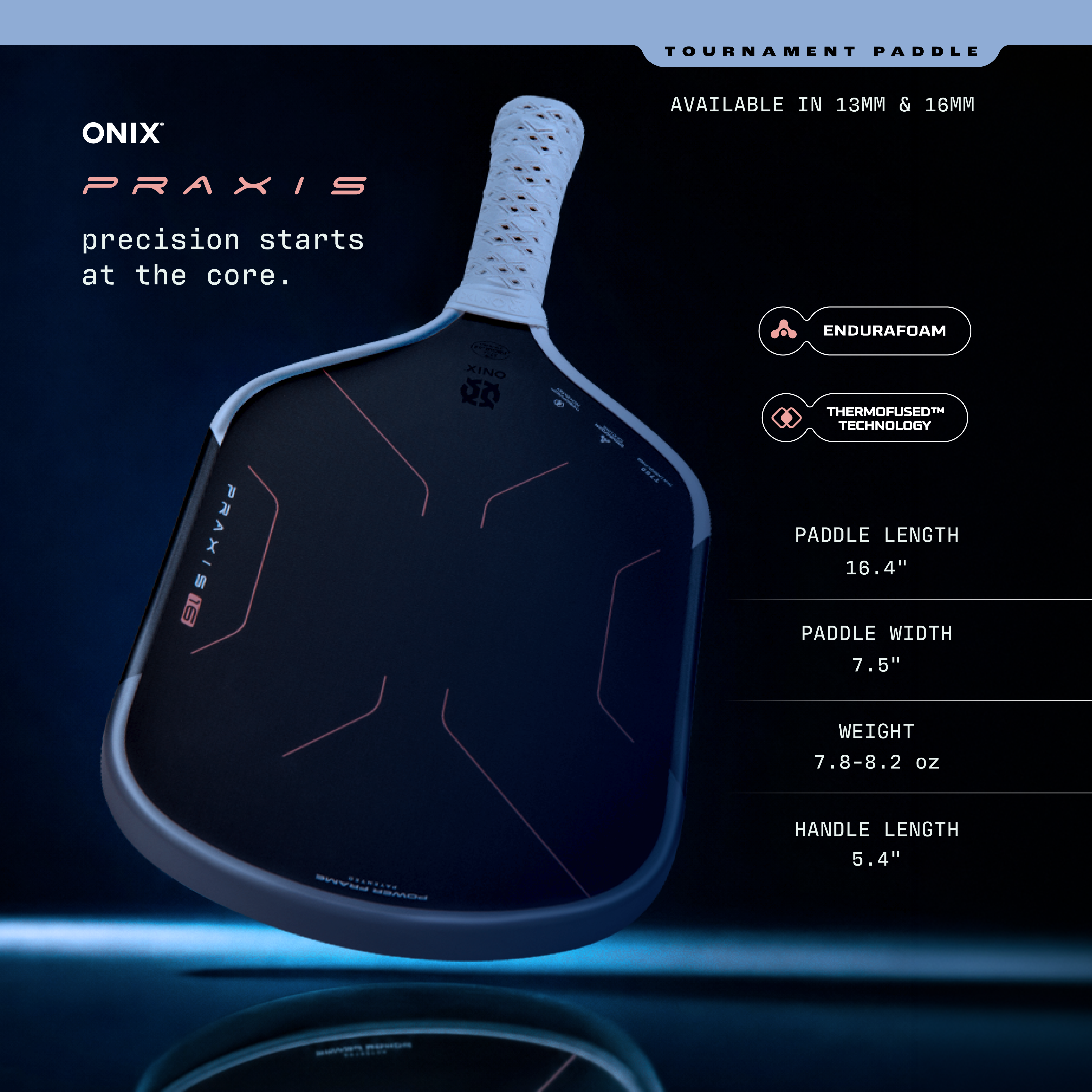 onix-praxis-pickleball-paddle-raw-carbon-13mm-16mm image 2