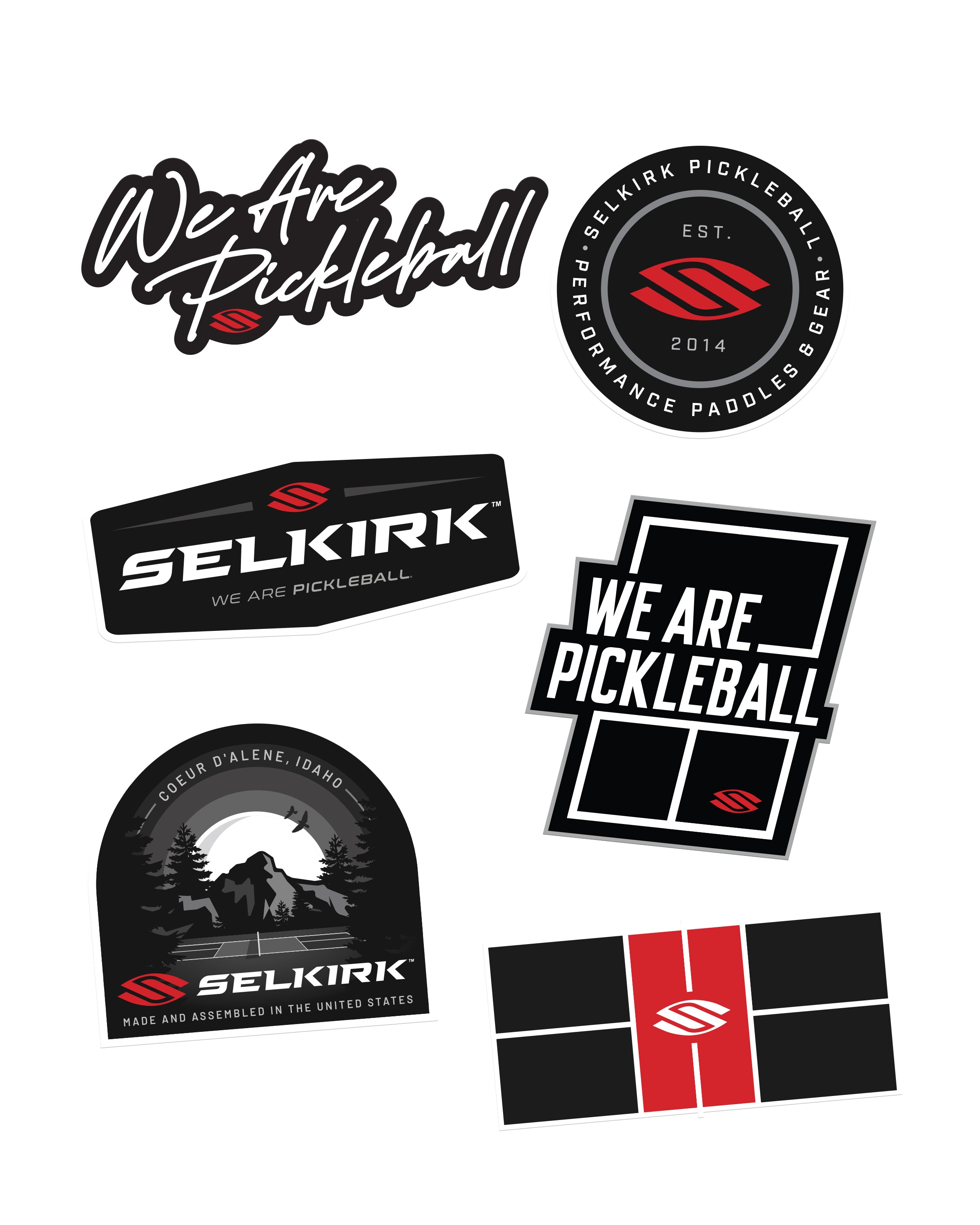 selkirk-sport-primary-red-pickleball-sticker-set-6-sticker image 1